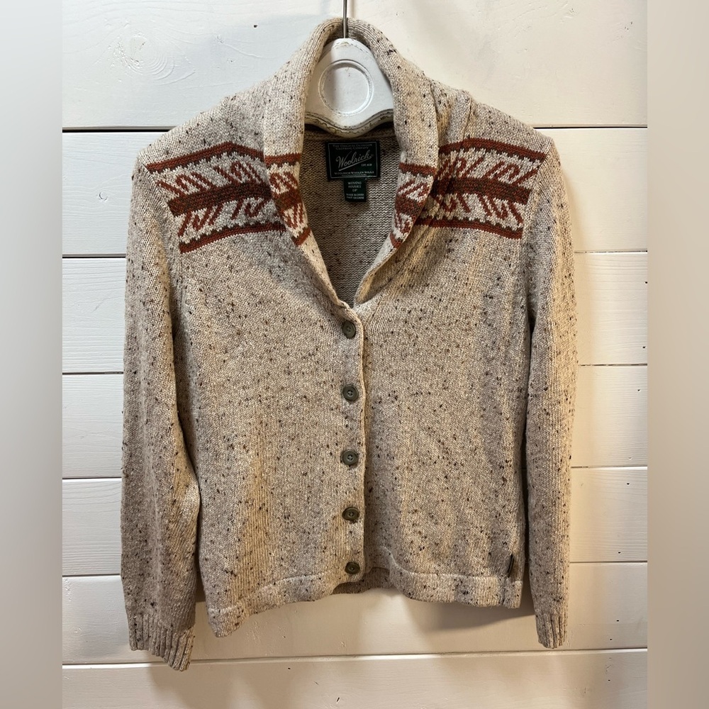 WOOLRICH Vintage Beige Knit Cardigan Size S - Picture 5 of 10